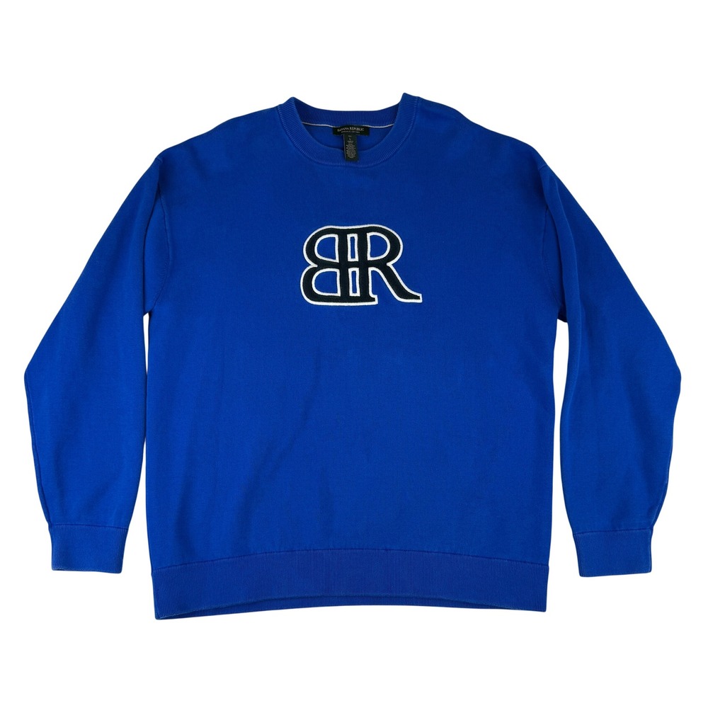 Banana Republic Sweatshirt Mens L Tall Blue Organic Cotton Logo Crewneck 771736